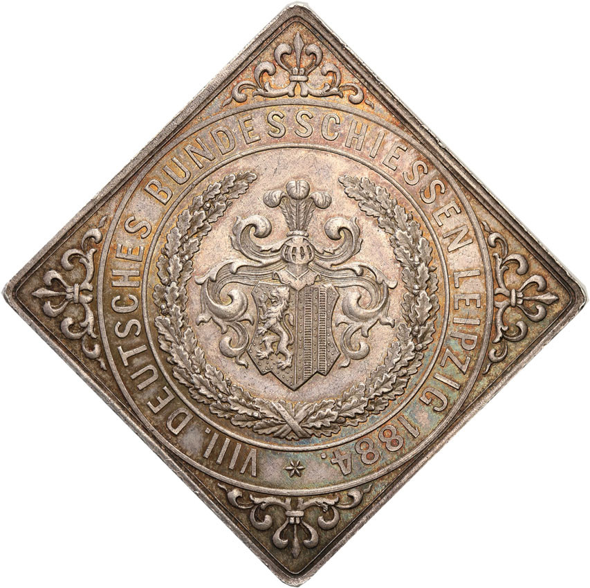 Niemcy, medal w kształcie klipy - Festiwal Strzelecki w Lipsku 1884